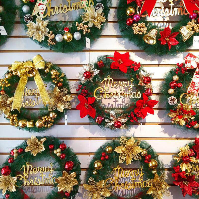 Christmas wreath 40cm 50cm pine needles圣诞节花环装饰环花圈