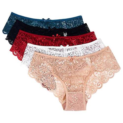 Women Lace Panties Sexy Underwear Hipster Briefs,Pack of 5