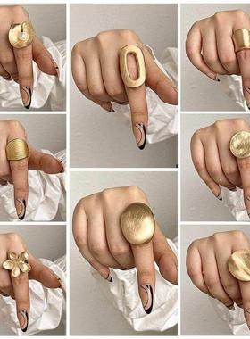 ALLYES Irregular Chunky Gold Silver Color Rings for Women Me