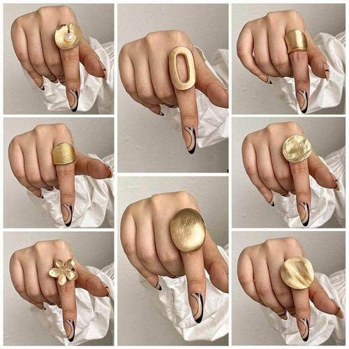 ALLYES Irregular Chunky Gold Silver Color Rings for Women Me