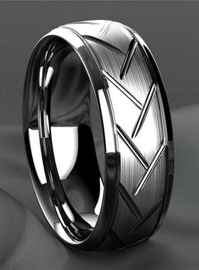 Fashion Men’s Silver Color Black Stainless Steel Ring