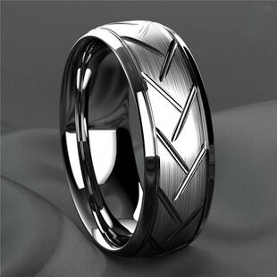 Color Silver Black Stainless Ring Fashion Steel Men’s