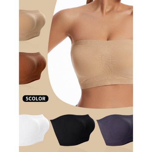 Strapless Bandeau Bra Seamless Bralettes Tube Top with Pads