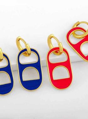 Metal drop oil earrings female personality simple cold wind