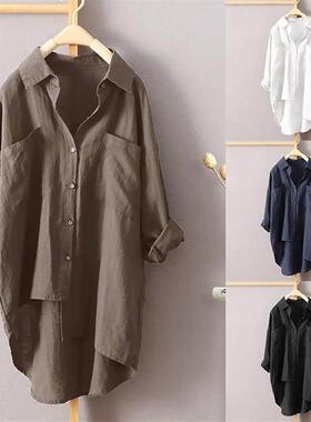 Plus size long Blouse Women Casual Top Loose ladies Shirts