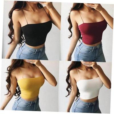 Sexy Tank Top Black Halter Crop Tops Women Summer Camis Back