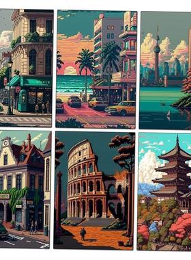 5D Diy Diamond Painting City Pixel Art Picture Full Diamond