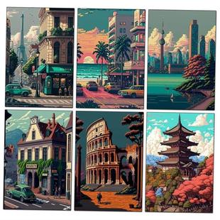 5D Diy Diamond Painting City Pixel Art Picture Full Diamond