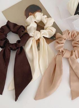 Luxury Satin Silk Bow Streamers Hair Ring Knotted Scrunchie