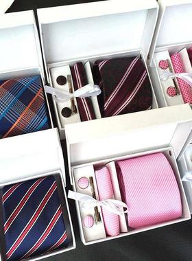 necktie cufflinks Tie clip hanky men suit 4 sets gift 领带