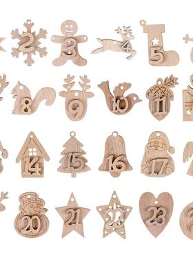 1-24 Numbers Christmas Advent Calendar Countdown Wooden Pend