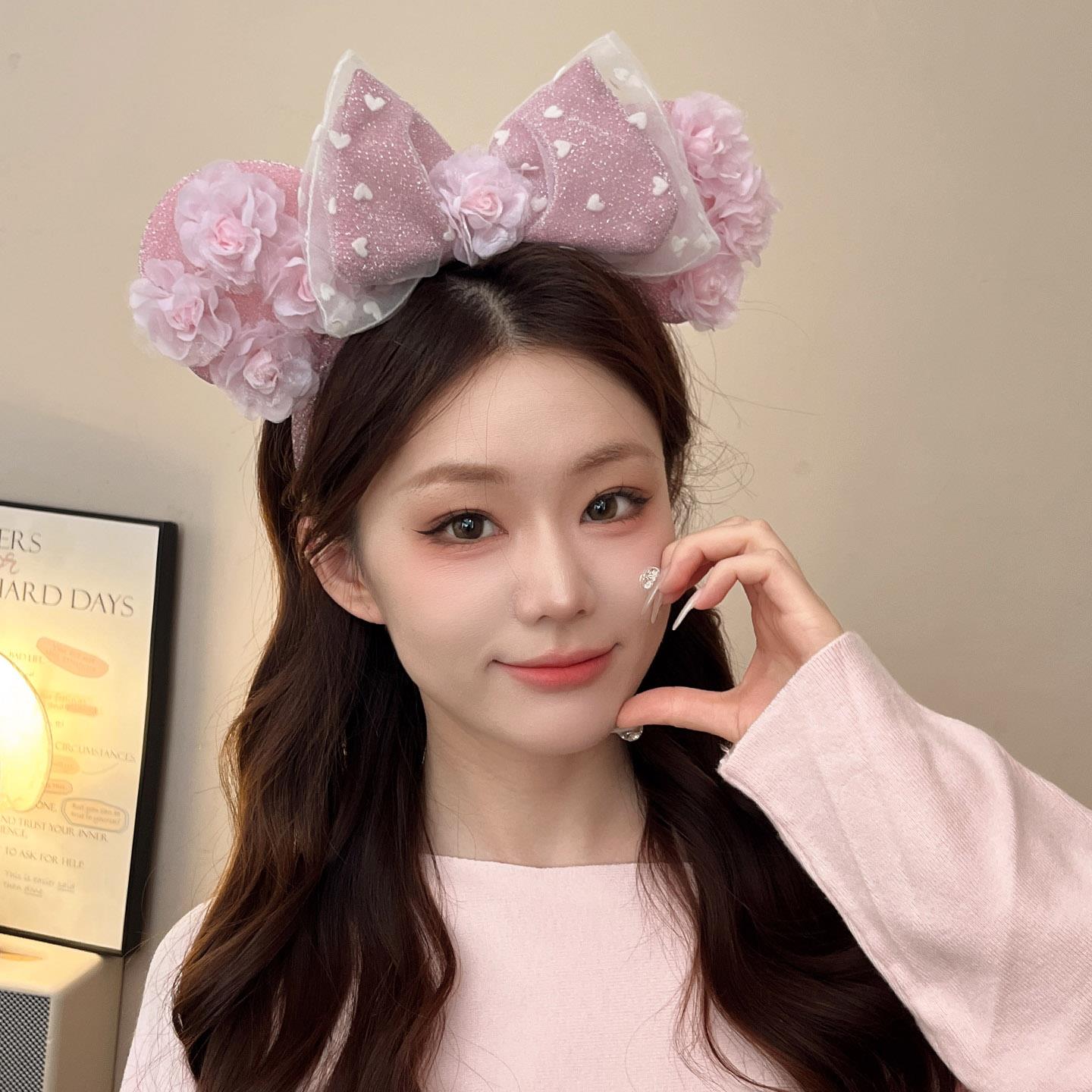 可爱泡芙蝴蝶结发箍女甜美耳朵发卡压发防滑洗脸头箍网红秋冬头饰