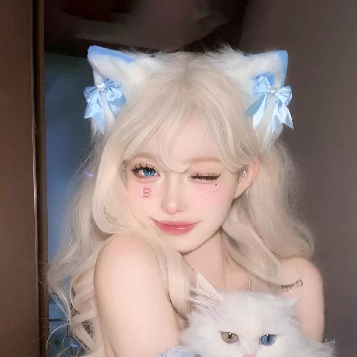 蓝色洛丽塔cos猫耳朵发夹