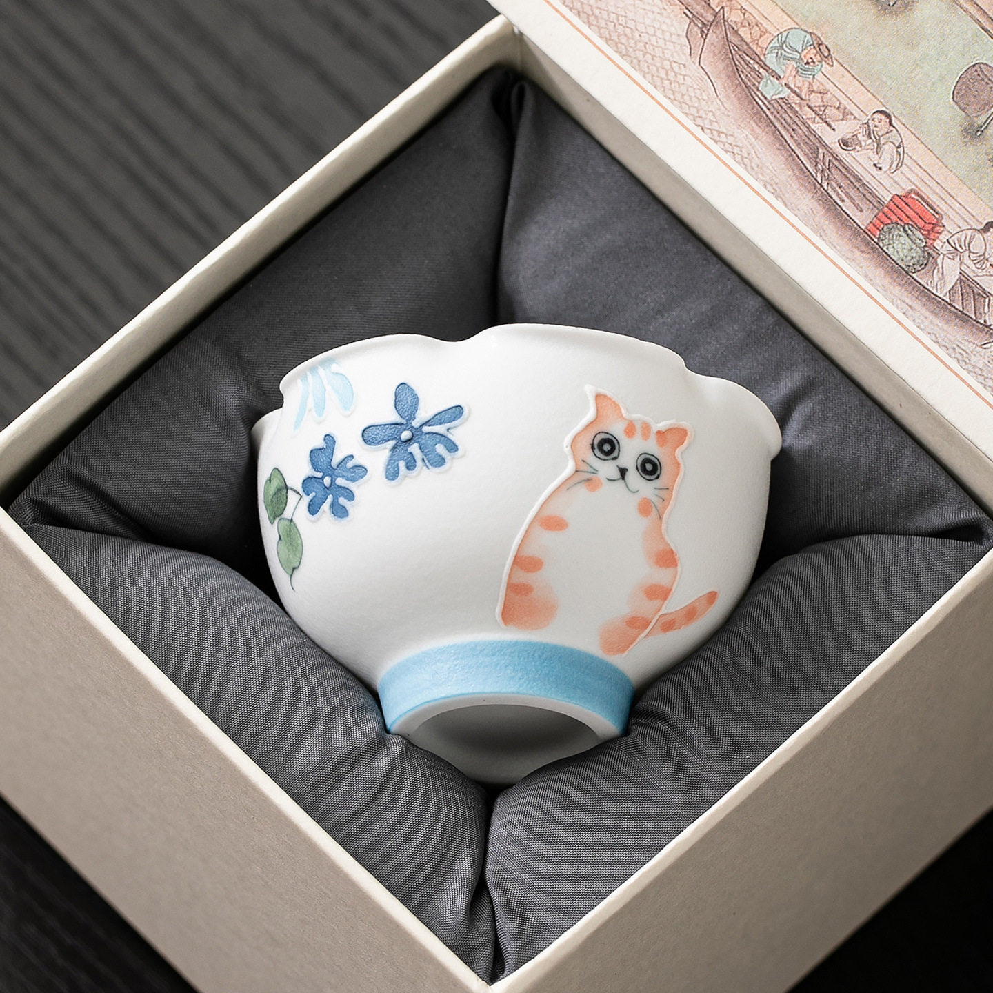 手绘猫咪陶瓷主人杯家用个人品茗杯可爱萌趣女士精致泡茶杯子