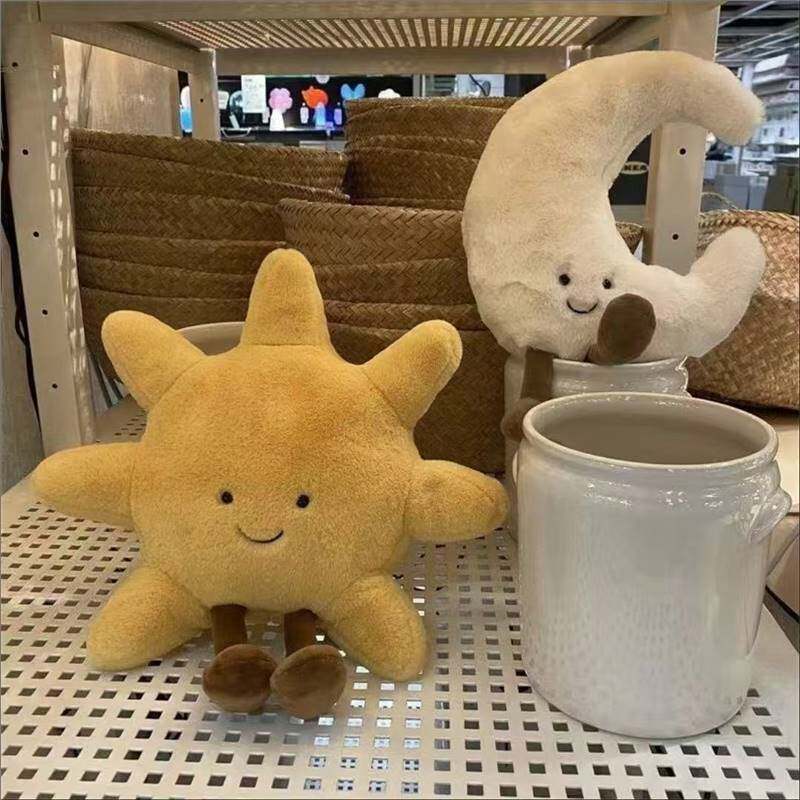ins太阳月亮星星公仔毛绒玩具可爱玩偶床上抱枕安抚睡觉女生礼物