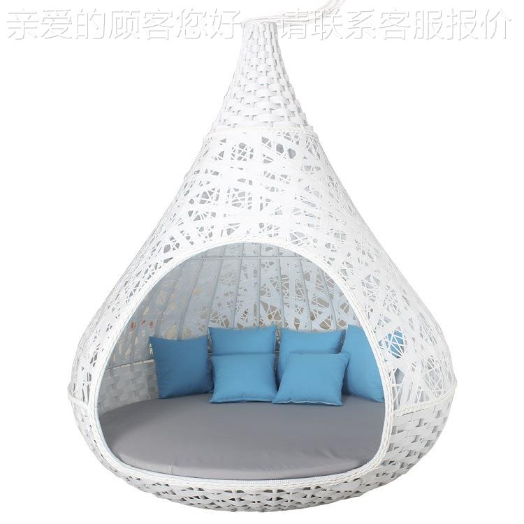 户外CF2173H藤编网红鸟巢休闲吊篮床店民宿室发外秋千悬酒挂躺沙