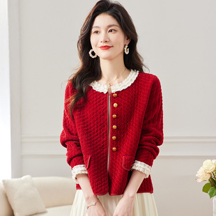 女装 漂亮上衣小个子春季 2024新款 今年流行香风红色短外套女春款