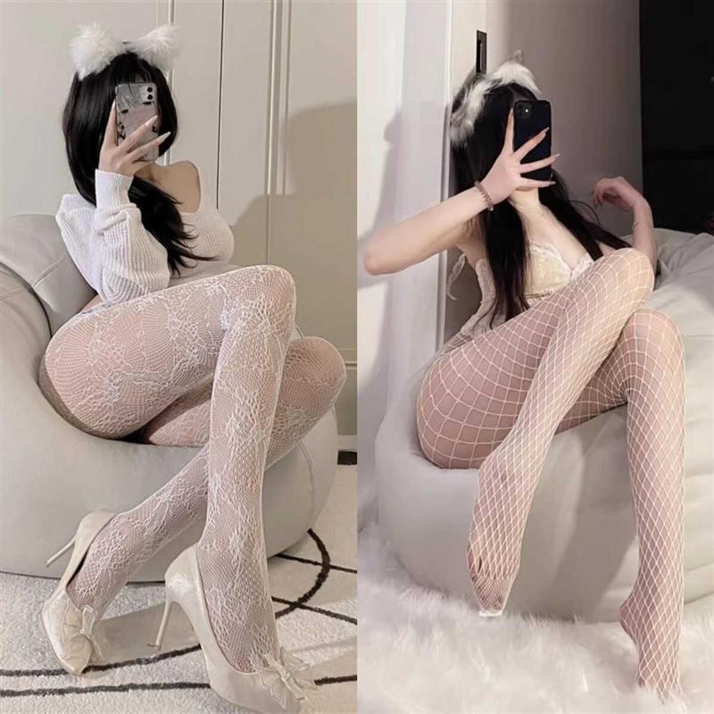 春夏薄款渔网袜花藤丝袜白丝罗莉塔JK蕾丝性感黑丝网红萝莉纯欲风