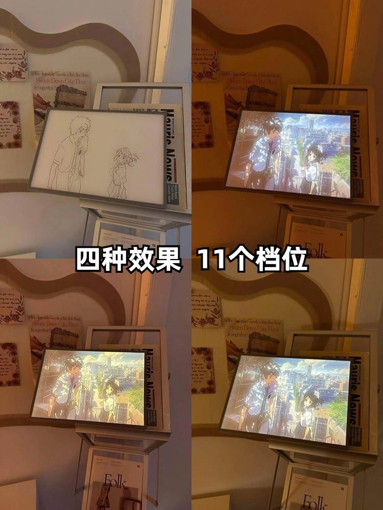 动漫灯光画定制diy照片会光画来图定做装饰创意床头小夜灯画礼物图片