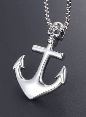 极速Skulcl ship anchor Necklace Pendant men cool Navy wind m