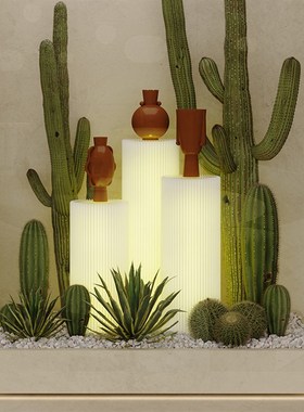 极速十八纸创意公司前台节t庆氛围装饰摆件门店灯柱折叠圆柱体光