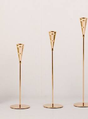 极速3 Pcs/e Set Gold  European Metal Candle Holder Simple Go
