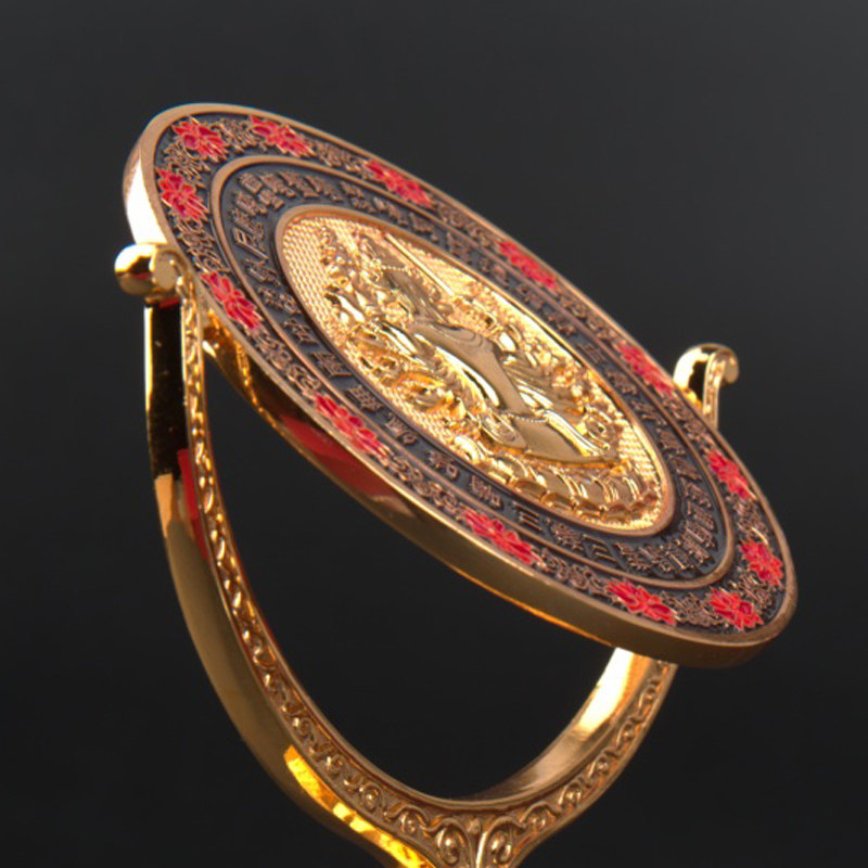 极速藏传合金准i提镜家用摆件双面鎏金彩绘准提佛母法器准提镜坛,特色手工艺,佛教工艺品,淘宝优惠券,粉丝福利购,淘宝优惠卷