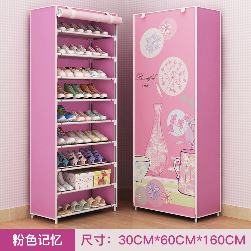极速鞋架子简易多层布艺s钢管加固组装防尘家用宿舍门口经济型鞋
