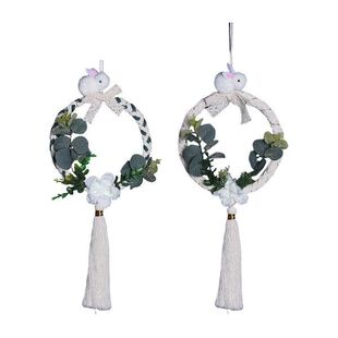 极速Boho Easter Rabbit Wreath for Front Door ArtiUficial Wal