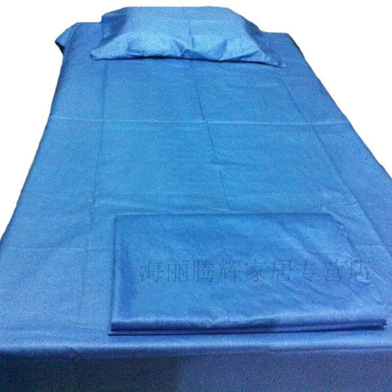 极速学校单人宿舍天蓝色牀上三件套学生上下铺湖蓝色W牀单被罩全