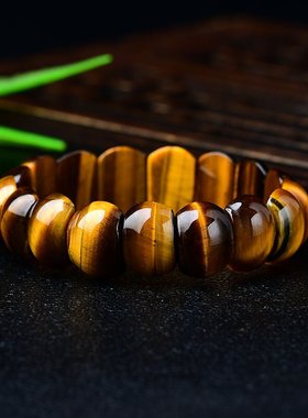 新品天然虎眼石手排精选16mm黄E虎眼原石男女款手串节日礼物