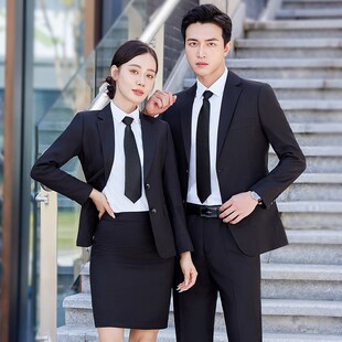 新品西装套装男商务正p装职业装男女同款蓝色西服4S店房地产教师
