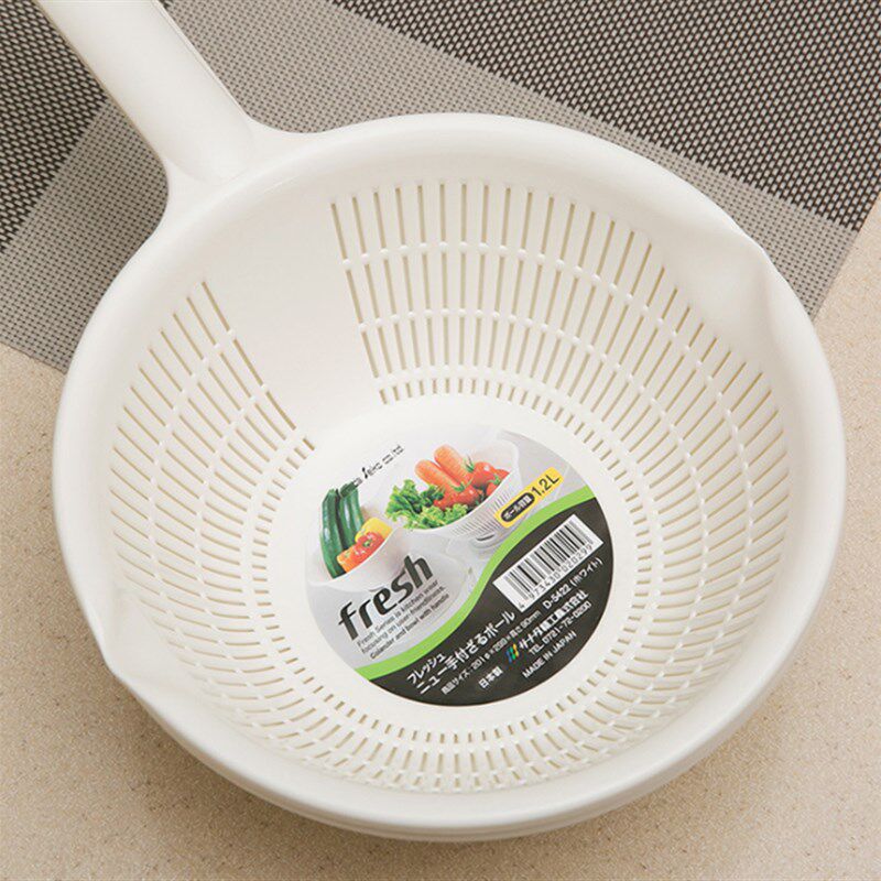 极速日本进口双j层沥水篮多用带手柄塑料洗菜篮果蔬双层沥水篮水