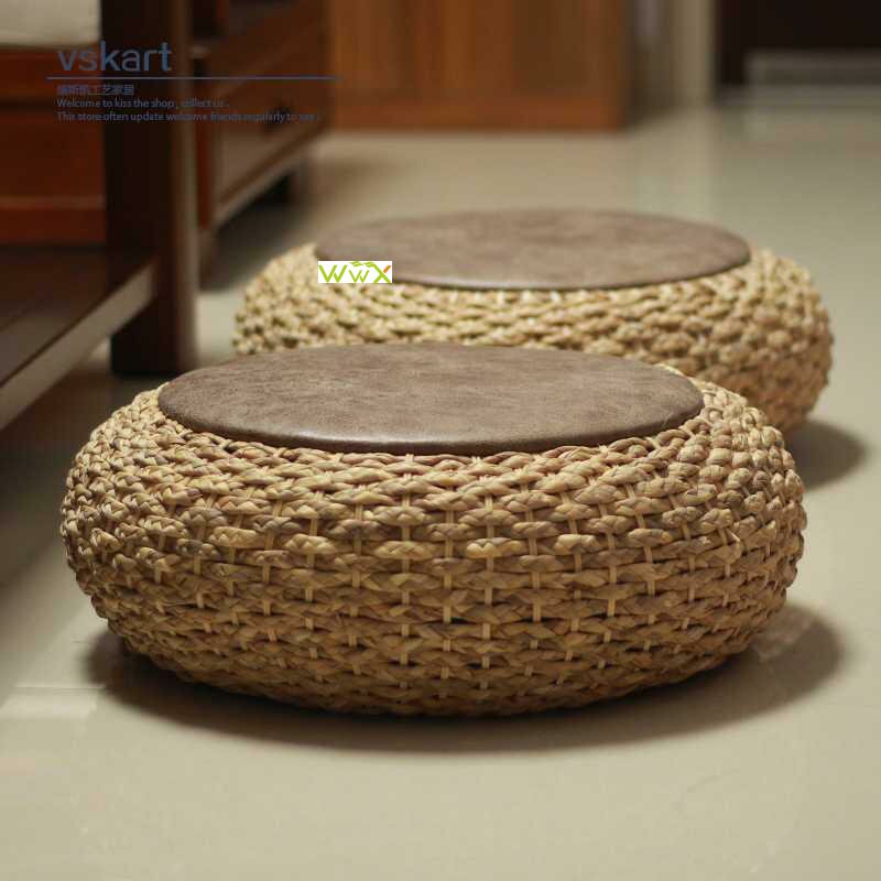极速.Handmade straw cushvion balcony floor grass cushion