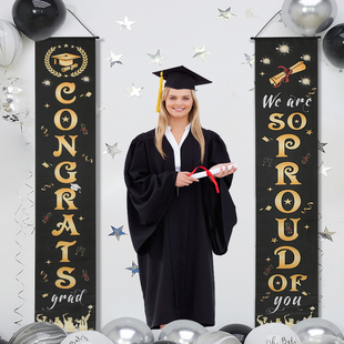 新品2023 Graduation Party Decor Door CoupletOs Banners Congr