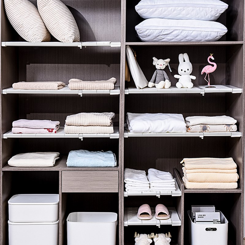 极速全覆盖衣柜柜子分层置物架分隔隔板隔断O收纳隔层板免打孔伸