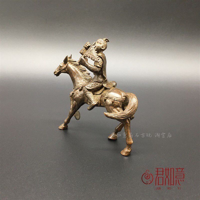 极速仿古包浆f实心纯铜马上封侯摆件令牌猴子骑马小铜件铜马千里