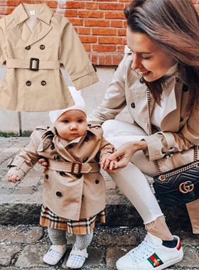 极速K?z ceket ?ocuk erkek kruvaze yaka siper uzun Wkollu c