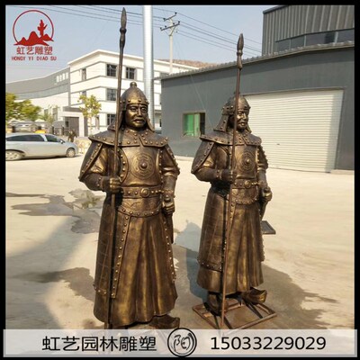 现货玻璃钢仿铜古代人物将军将士雕塑士I兵带刀侍卫雕塑广场酒店