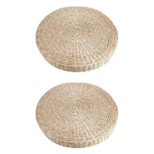极速2X Round Straw Chair Seat Mat FGrass Cushion Pad Beige
