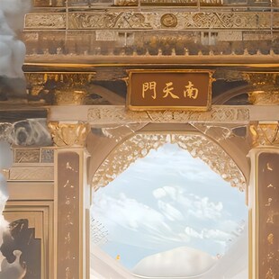 新品仙家挂画南天门仙q境亭台楼阁佛道仙堂口风景画无动物风水画