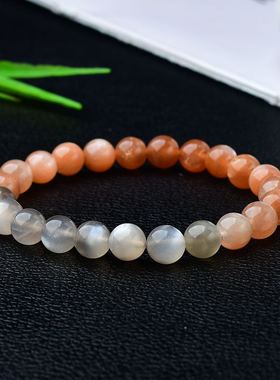 新品天然彩月i光石单圈手链银月光橙月光女士手串节日礼物