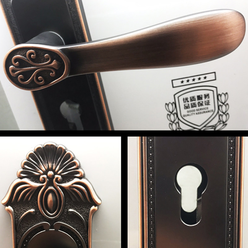 极速美式门d锁三件套黑色家用室内卧室实木欧式房门锁静音执手仿