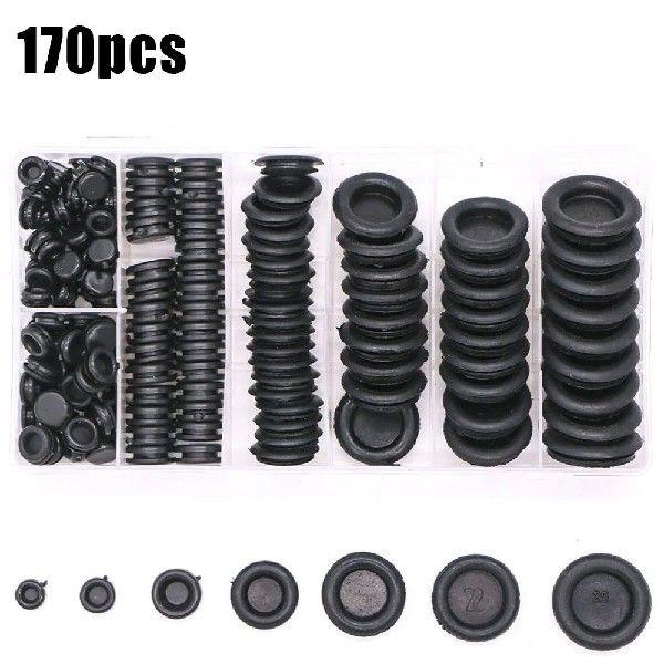170Pcs Waterproof Sealing Rubber Cables Grommet Kit 7-25mm