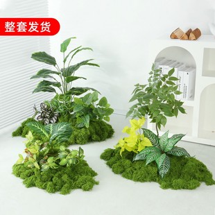 仿真苔藓植物造景花槽组合隔断装饰微景观仿生绿植室内造景摆盆景