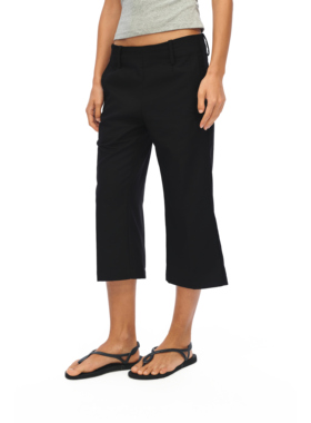 oinimi 经典低腰7分微喇西裤 显瘦黑色