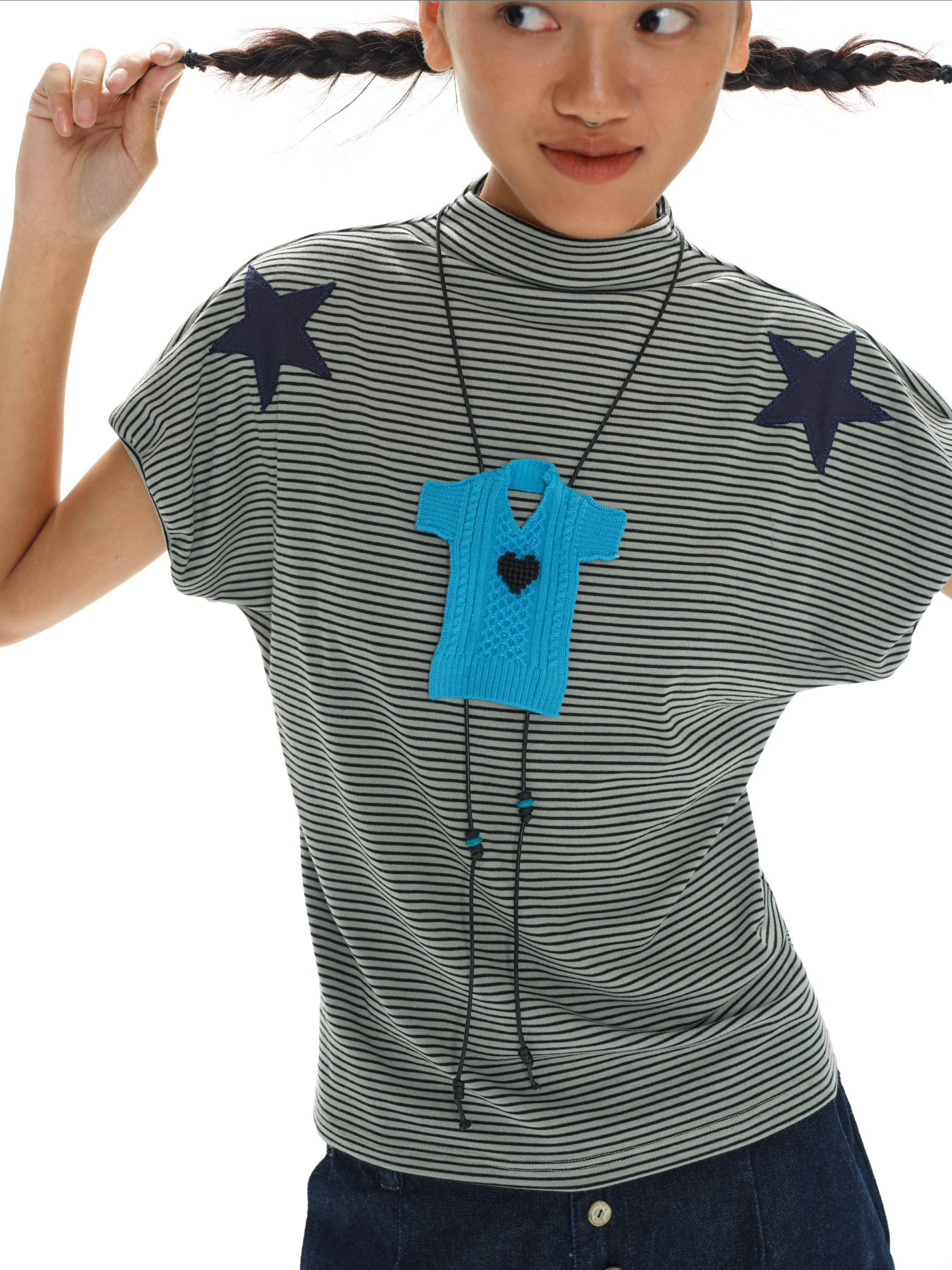 oinimi &ldquo;它有一颗心&rdquo;手工毛衣挂绳项链 趣味串珠项链 搭配利器