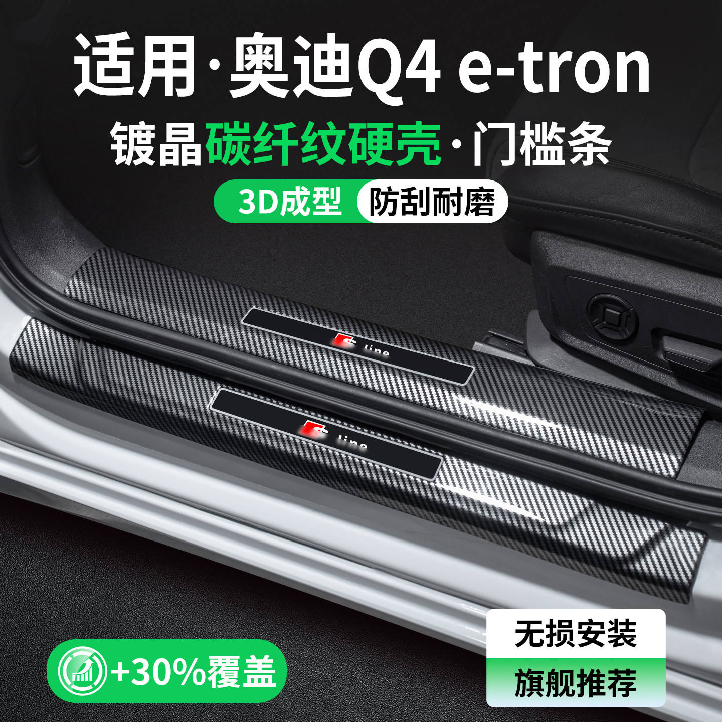 适用奥迪Q4e-tron碳纤壳门槛条