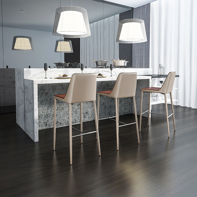 美式吧台椅现代简约轻奢吧椅极简55cm高脚凳家用酒吧前台椅子702