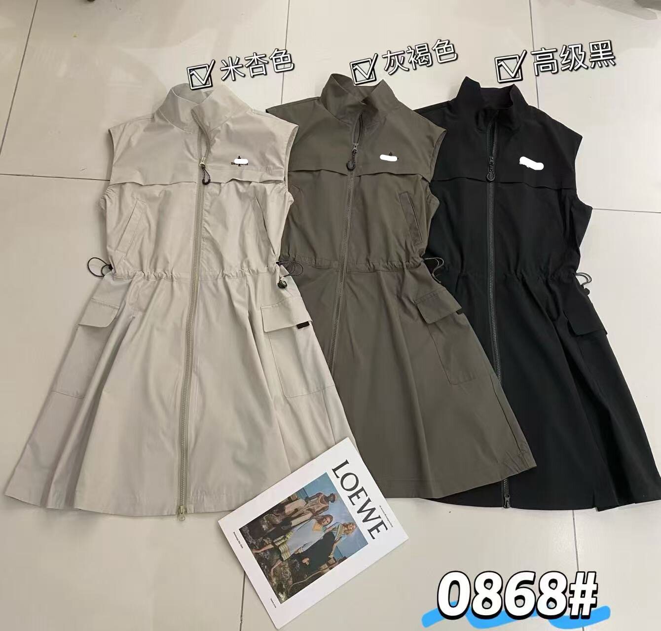 DM大美0868夏新款女士户外时尚运动休闲宽松立领无袖上衣连衣裙女
